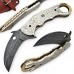 Damascus handmade folding knife beautiful structure with free leather sheath